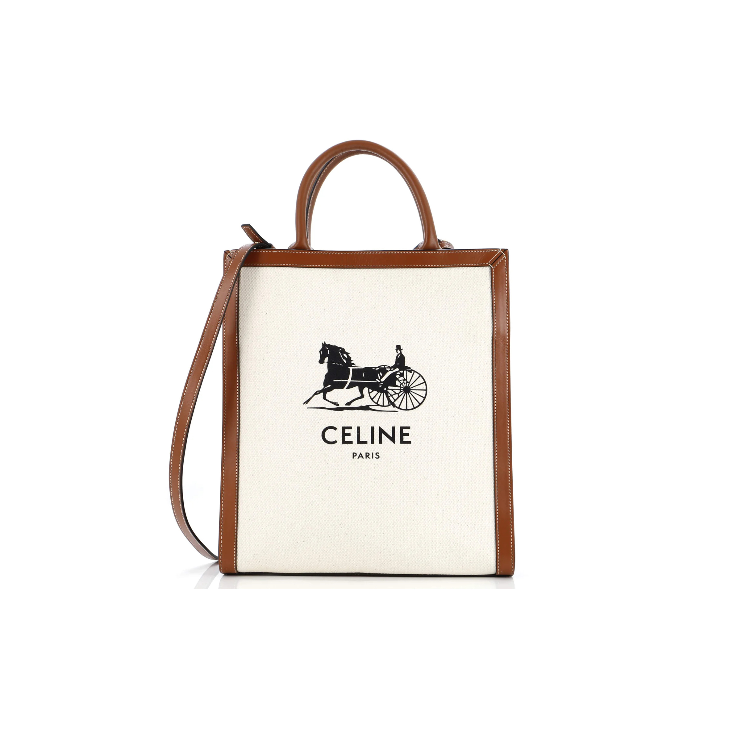 Ce**e small tote in cabas sulky printed fabric and cowhide leather 192082dci.02nt (33*28.5*8)